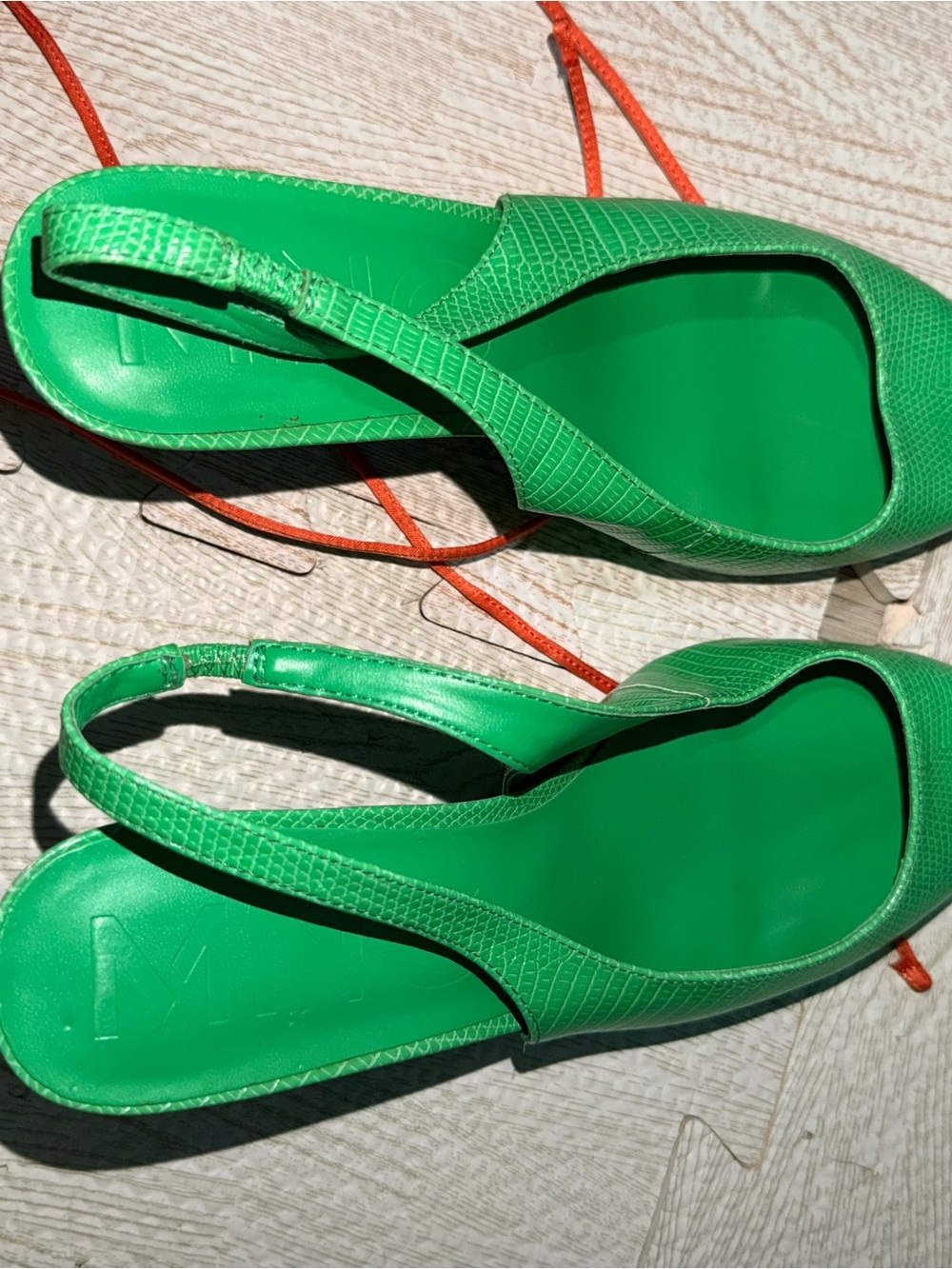 Mango Bright Green Slingback Sandals